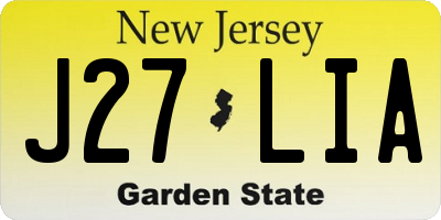 NJ license plate J27LIA
