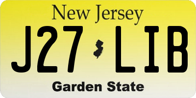 NJ license plate J27LIB