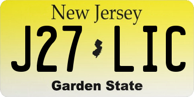NJ license plate J27LIC