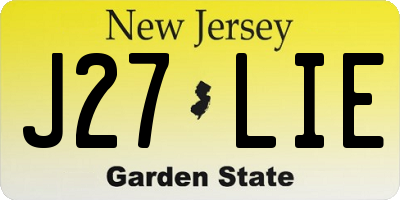 NJ license plate J27LIE