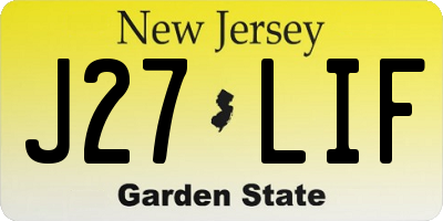 NJ license plate J27LIF