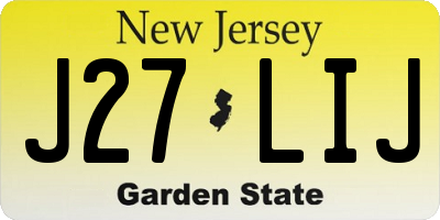NJ license plate J27LIJ