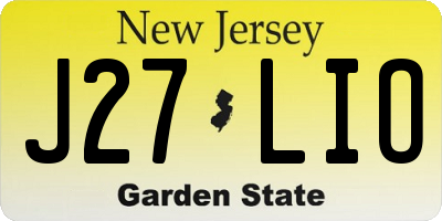 NJ license plate J27LIO