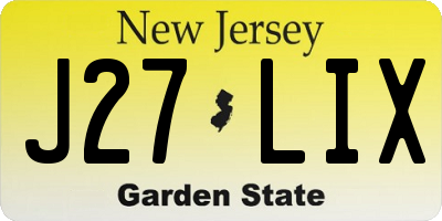 NJ license plate J27LIX