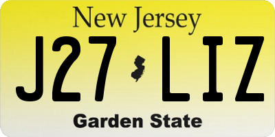 NJ license plate J27LIZ