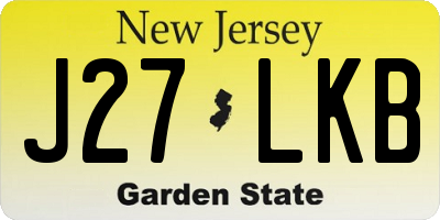 NJ license plate J27LKB