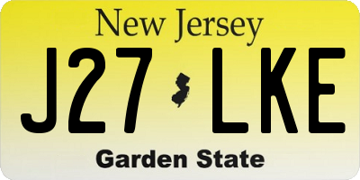 NJ license plate J27LKE