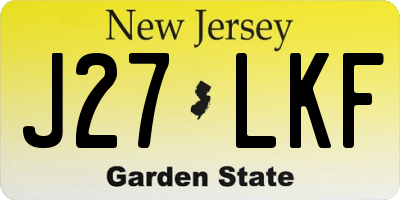 NJ license plate J27LKF