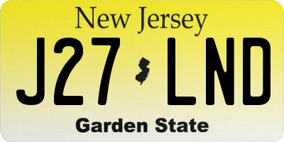 NJ license plate J27LND
