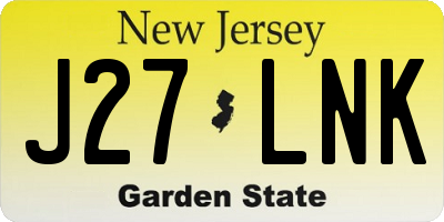 NJ license plate J27LNK
