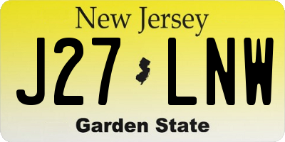NJ license plate J27LNW