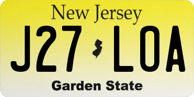 NJ license plate J27LOA