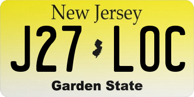 NJ license plate J27LOC
