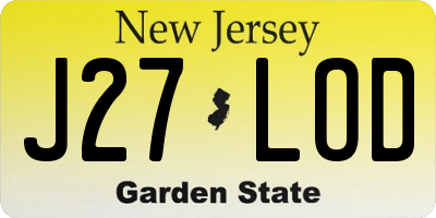 NJ license plate J27LOD