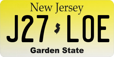 NJ license plate J27LOE