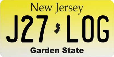 NJ license plate J27LOG