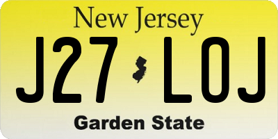 NJ license plate J27LOJ