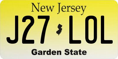 NJ license plate J27LOL