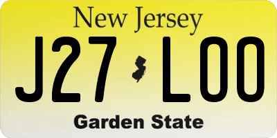 NJ license plate J27LOO
