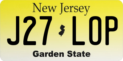 NJ license plate J27LOP