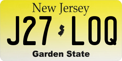 NJ license plate J27LOQ