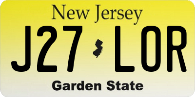 NJ license plate J27LOR