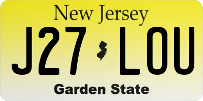 NJ license plate J27LOU