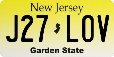 NJ license plate J27LOV