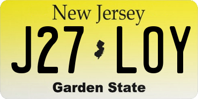 NJ license plate J27LOY