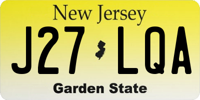 NJ license plate J27LQA