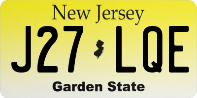 NJ license plate J27LQE