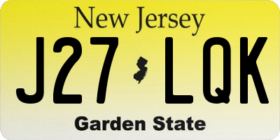 NJ license plate J27LQK
