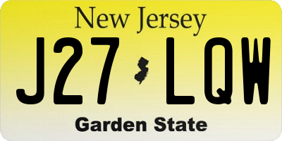 NJ license plate J27LQW