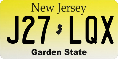 NJ license plate J27LQX