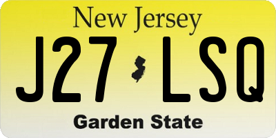 NJ license plate J27LSQ