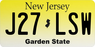 NJ license plate J27LSW