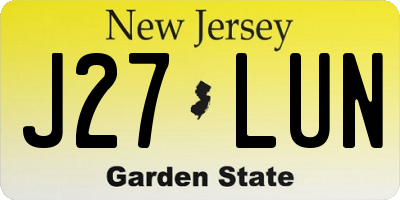 NJ license plate J27LUN
