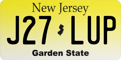 NJ license plate J27LUP