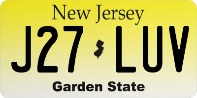 NJ license plate J27LUV