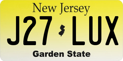 NJ license plate J27LUX