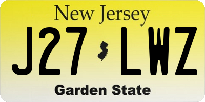 NJ license plate J27LWZ