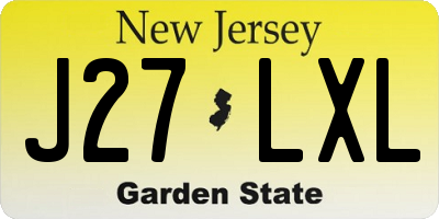 NJ license plate J27LXL
