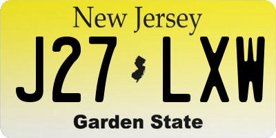 NJ license plate J27LXW