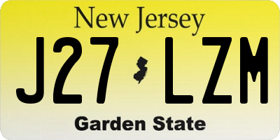 NJ license plate J27LZM