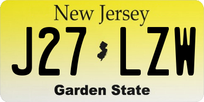 NJ license plate J27LZW