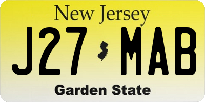 NJ license plate J27MAB