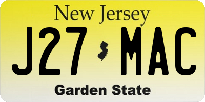NJ license plate J27MAC
