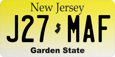 NJ license plate J27MAF