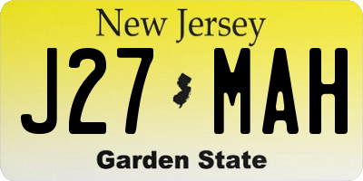 NJ license plate J27MAH