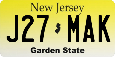 NJ license plate J27MAK